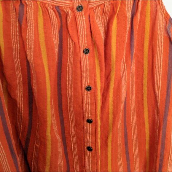 A AN.A Orange Stripe Fall Colors Button Down Cotton Tank Medium - Picture 4 of 5